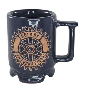 Vintage Frankoma Rotary International Mug Sapulpa Oklahoma Navy Blue Cup